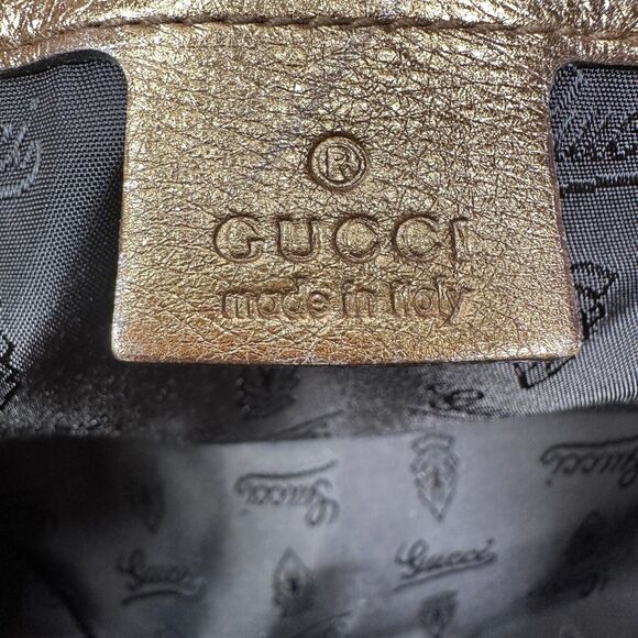 Gucci Hysteria Hand Bag Womens Metallic Gold Patent Leather Handbag Tom Ford Era - Picture 7 of 14